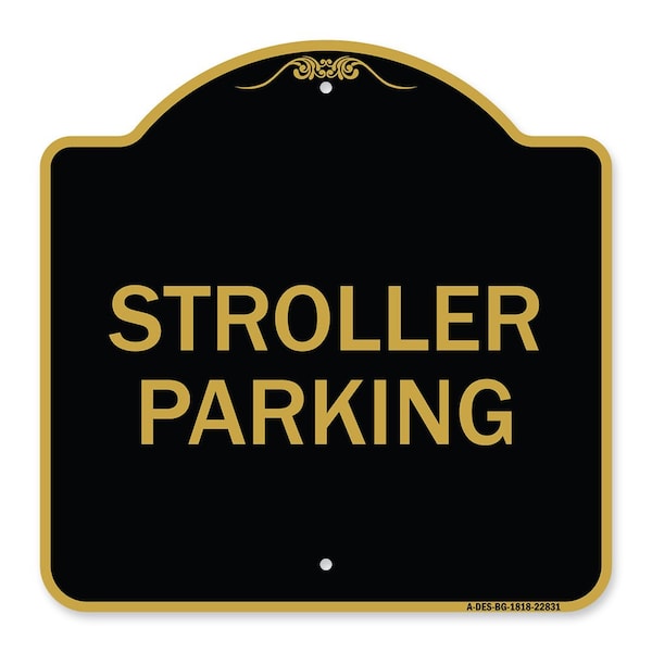 Signmission Designer Series Sign-Stroller Parking, Black & Gold Aluminum Sign, 18" x 18", BG-1818-22831 A-DES-BG-1818-22831 - main